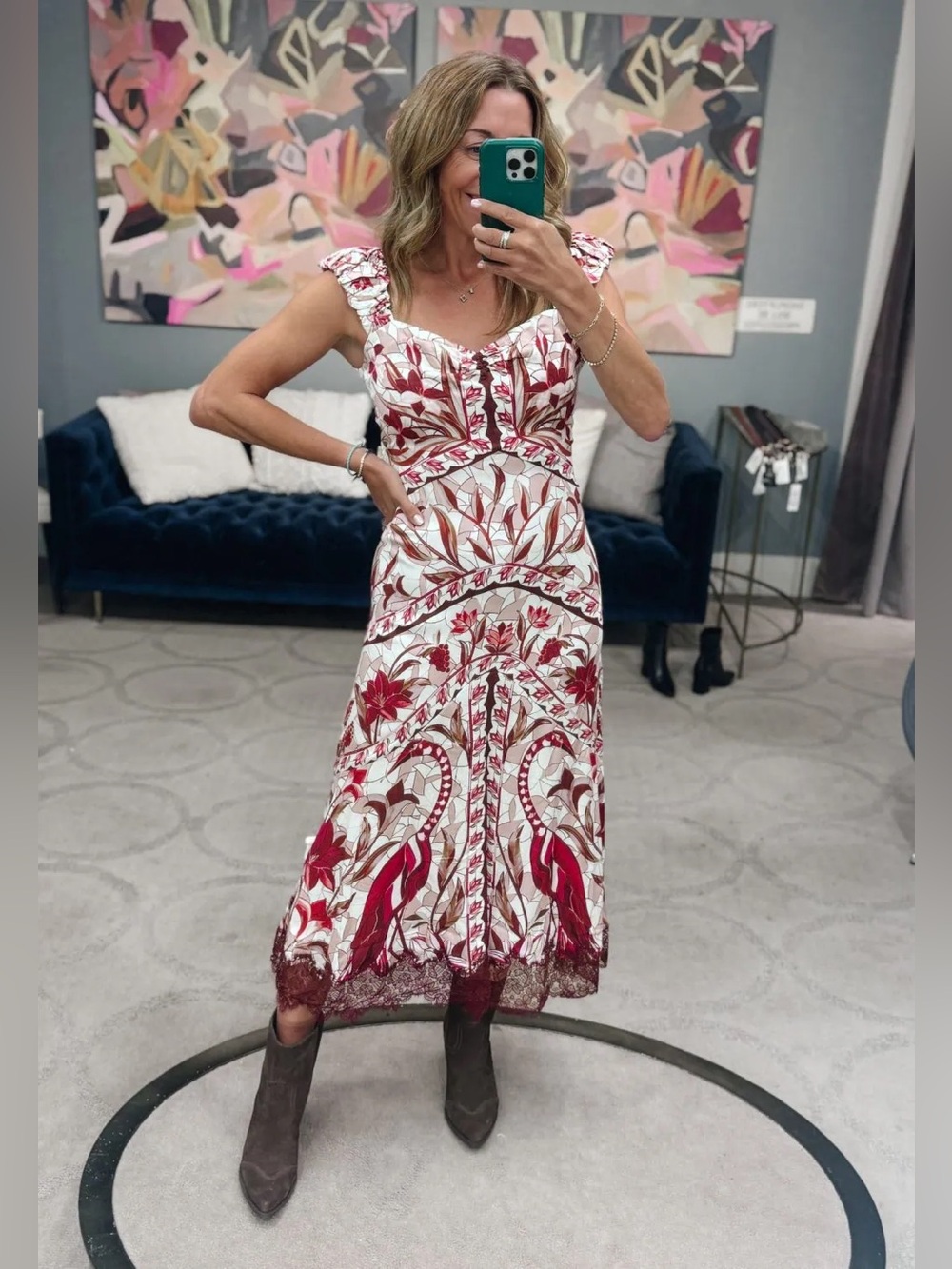 FARM RIO Stained Glass Lace Trim Maxi Dress - Picture 10 of 10